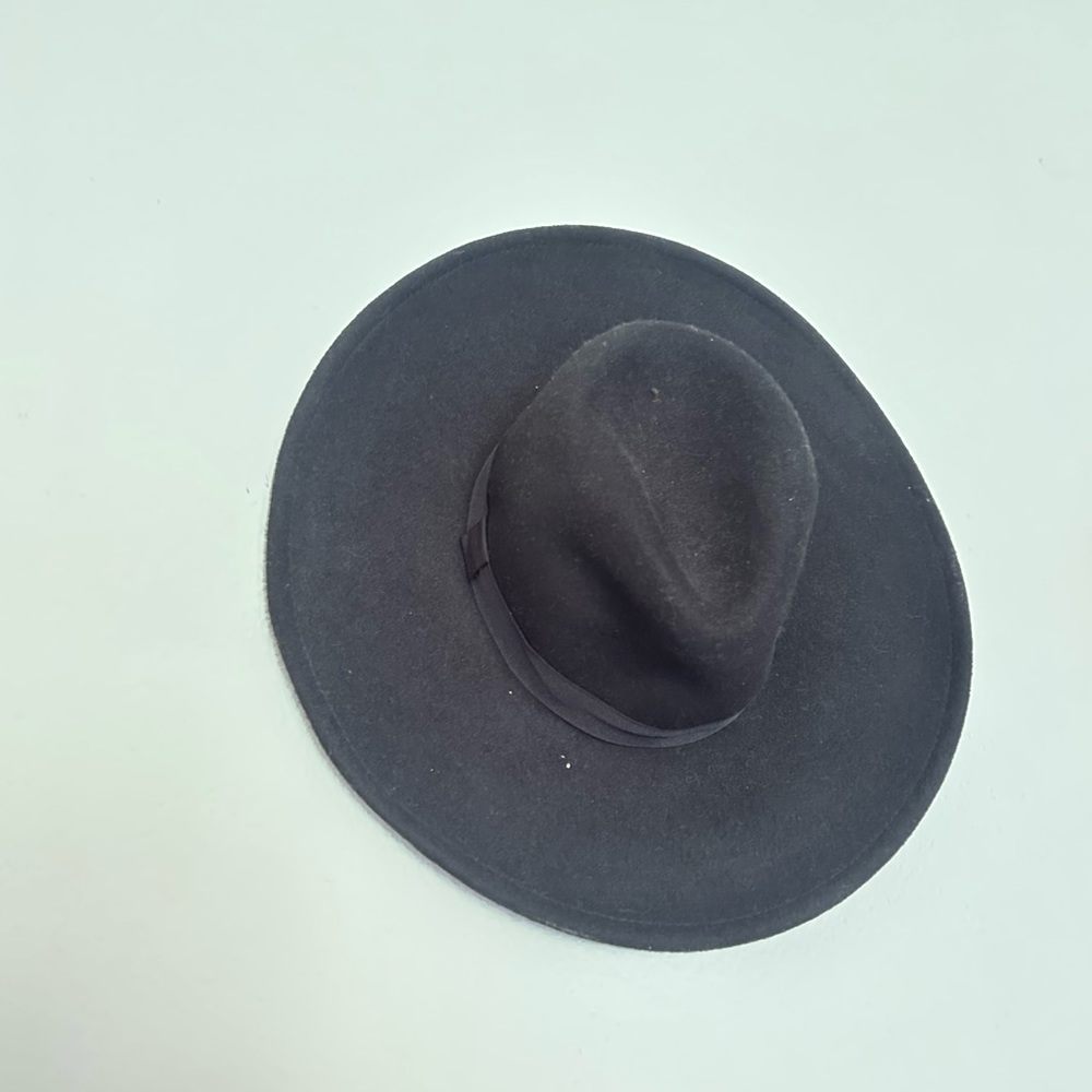 Zara wide brim black wool hat